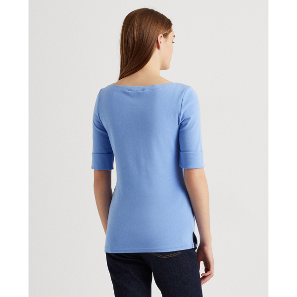 Cabana Blue Stretch Cotton Boatneck Tee Lauren 5