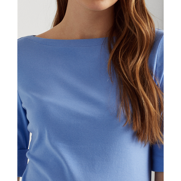 Cabana Blue Stretch Cotton Boatneck Tee Lauren 6