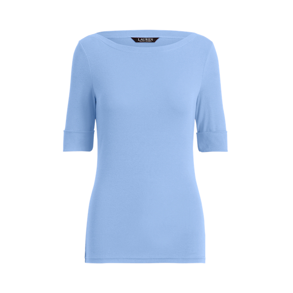 Cabana Blue Stretch Cotton Boatneck Tee Lauren 2