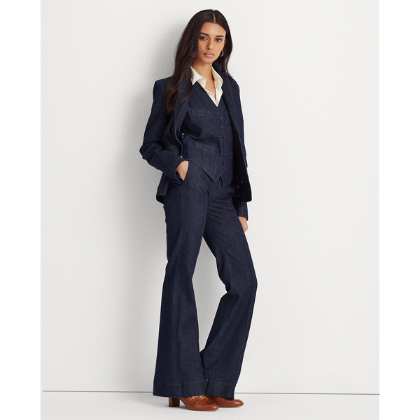Rinse Wash Stretch Indigo Denim Jacket Lauren 4
