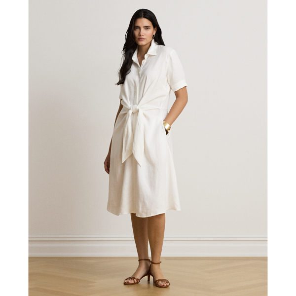 Tie-Front Linen Shirtdress