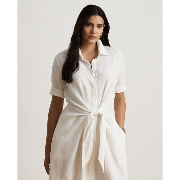 Tie-Front Linen Shirtdress