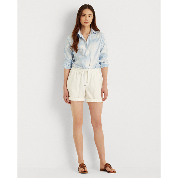 Blue/White Easy Care Gingham Cotton Shirt Lauren 4