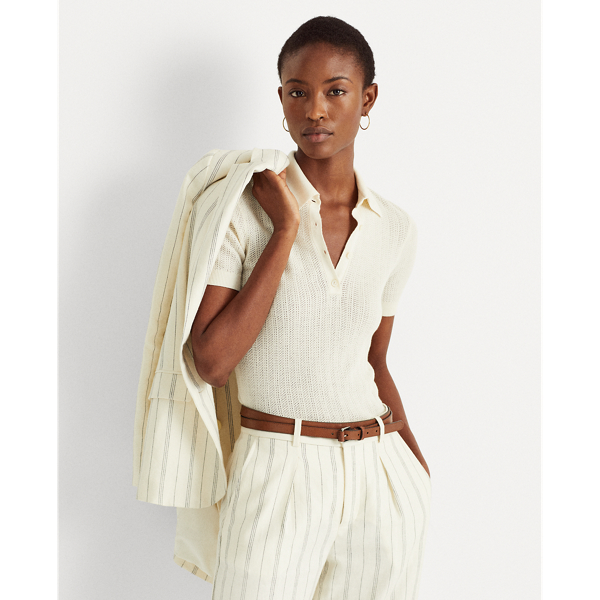 Men's Textured Ribbed Knit Polo with Hem Band - The New