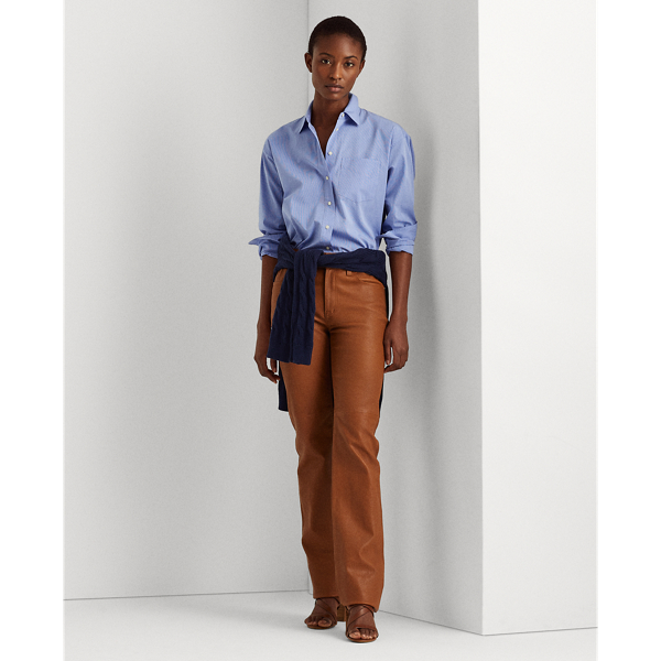 【Polo Ralph Lauren】 High-riseスリムレザーパンツ High-Rise Straight Leather Pant