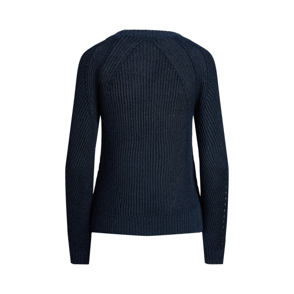 Refined Navy Linen-Blend Crewneck Sweater Lauren 4