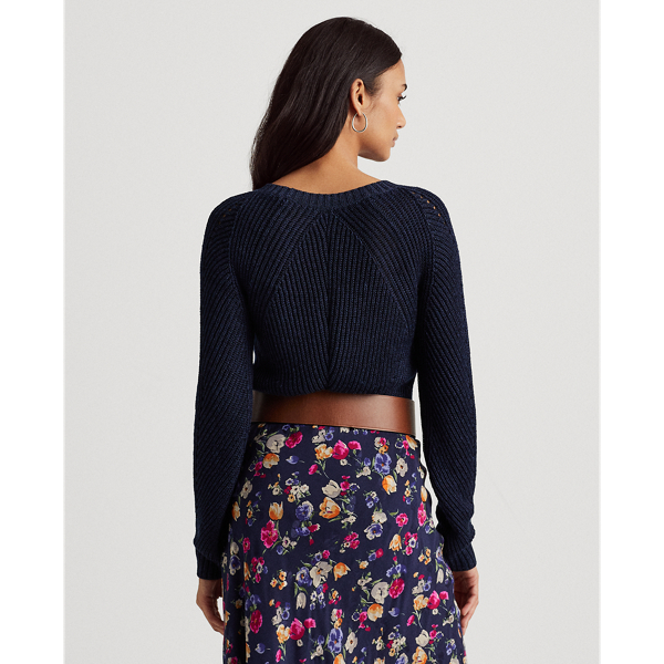 Refined Navy Linen-Blend Crewneck Sweater Lauren 5
