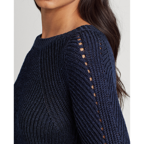Refined Navy Linen-Blend Crewneck Sweater Lauren 6