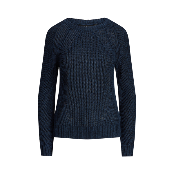 Refined Navy Linen-Blend Crewneck Sweater Lauren 2