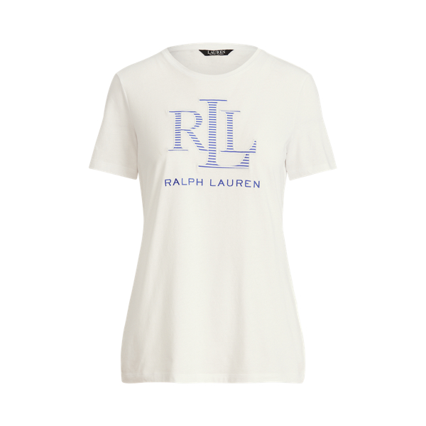 White Logo Cotton-Blend Tee Lauren 2