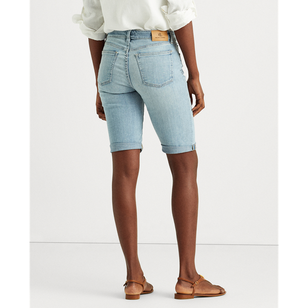 Sun Bleached Wash Cuffed Denim Bermuda Short Lauren 5