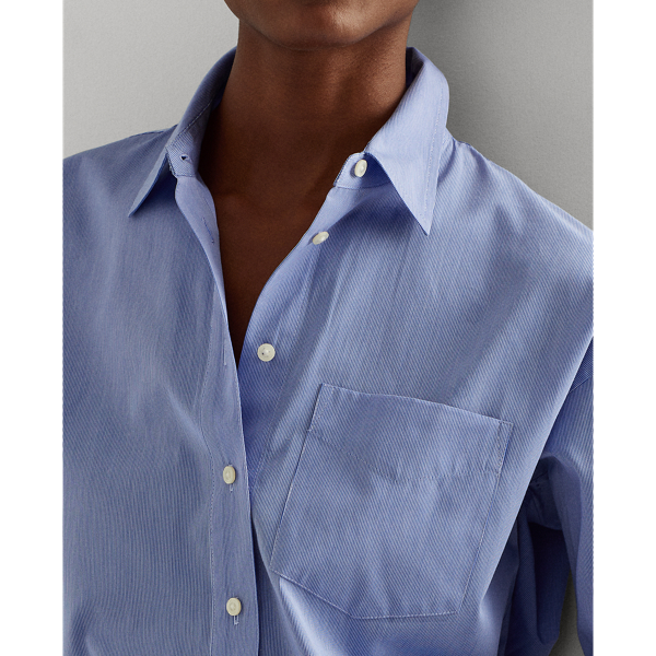 Blue/White Multi Striped Cotton Shirt Lauren 6