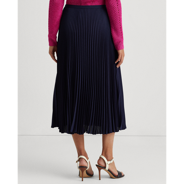 Refined Navy Pleated Georgette Skirt Lauren 5