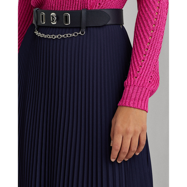 Refined Navy Pleated Georgette Skirt Lauren 6
