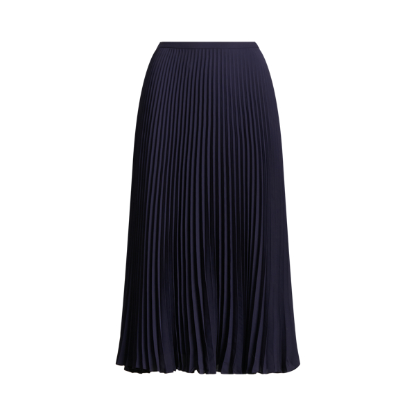 Refined Navy Pleated Georgette Skirt Lauren 2