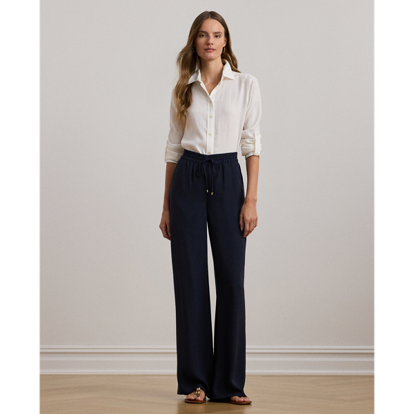 売れ筋商品|||ラルフローレン カットソー トップス レディース Plus Size 100% Linen Roll-Tab Shirt Cream Tan Linen Roll Tab–Sleeve Shirt | Ralph Lauren