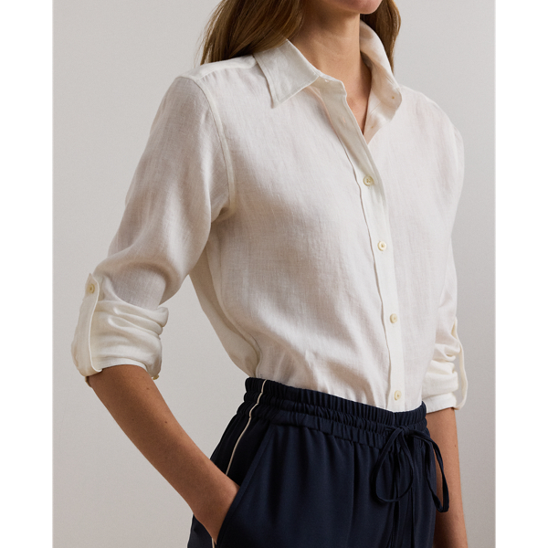 ラルフ・ローレン Lauren Ralph Lauren Petite リラックスフィット Linen Roll Tab-Sleeve Shirt レ Linen Roll Tab–Sleeve Shirt | Ralph Lauren