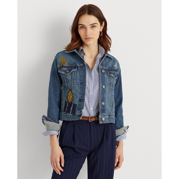 Polo jean fashion jacket with patches