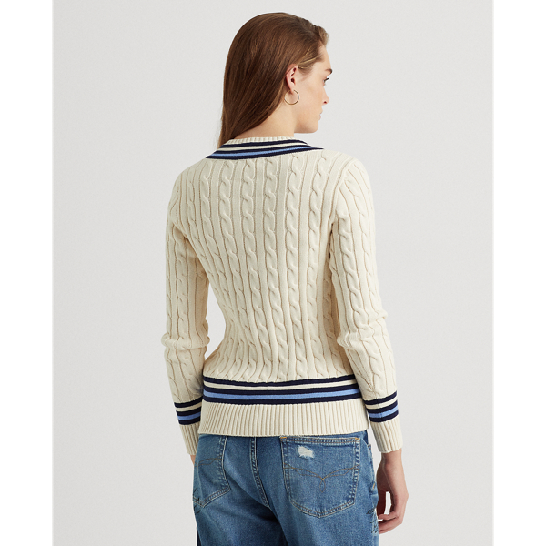 Cream/Navy Logo Cricket Sweater Lauren Petite 5