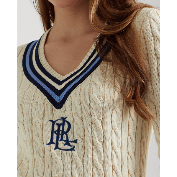 Cream/Navy Logo Cricket Sweater Lauren Petite 6
