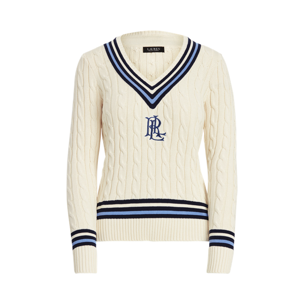 Cream/Navy Logo Cricket Sweater Lauren Petite 2