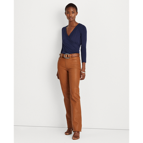 Refined Navy Surplice Jersey Top Lauren Petite 4