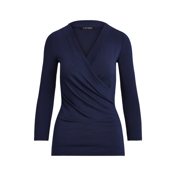 Refined Navy Surplice Jersey Top Lauren Petite 2