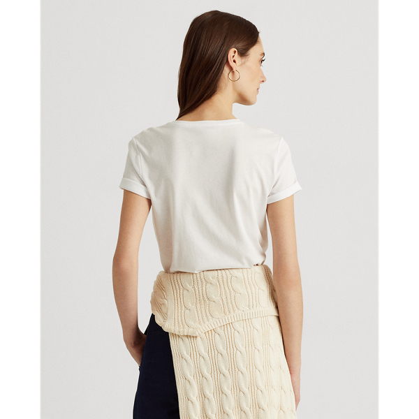 White Logo Cotton-Blend Tee Lauren Petite 5