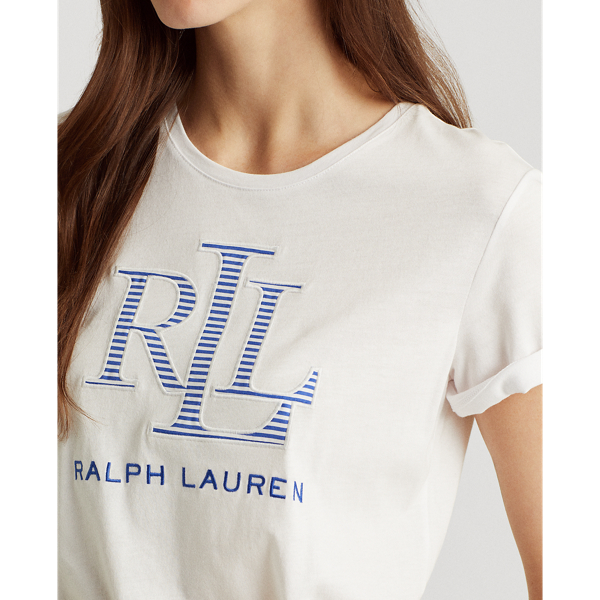 White Logo Cotton-Blend Tee Lauren Petite 6