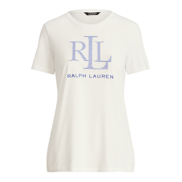 White Logo Cotton-Blend Tee Lauren Petite 2