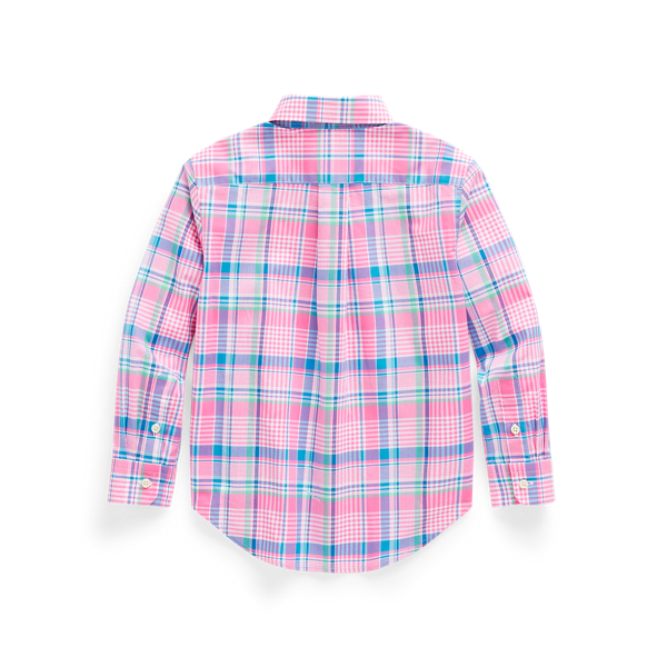 5125b Blue/Pink Multi Plaid Cotton Poplin Shirt Boys 2-7 2