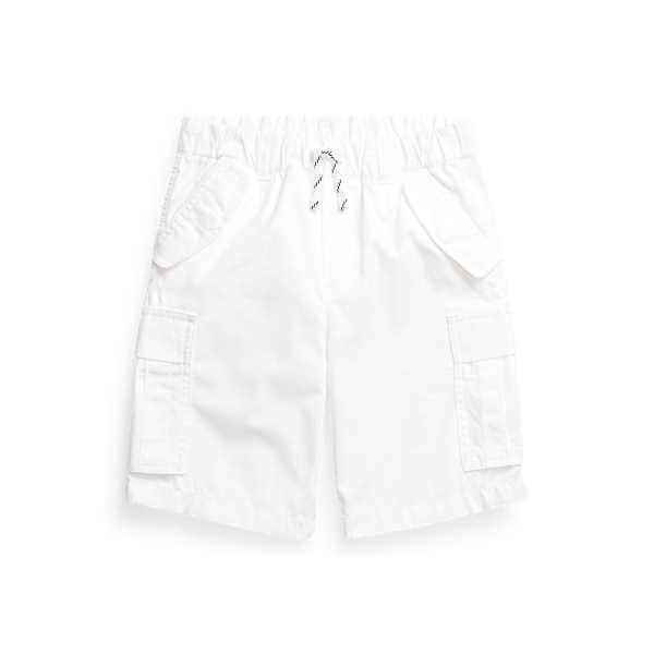 White Cotton Ripstop Cargo Short Boys 8-18 1