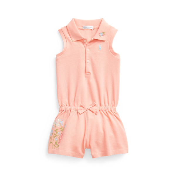 Embroidered Pique Polo Playsuit