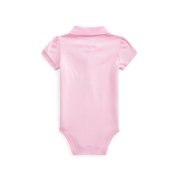 Carmel Pink/White Soft Cotton Polo Bodysuit Baby Girl 2