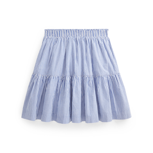2604g Royal/White Striped Cotton Seersucker Skirt Girls 7-16 2