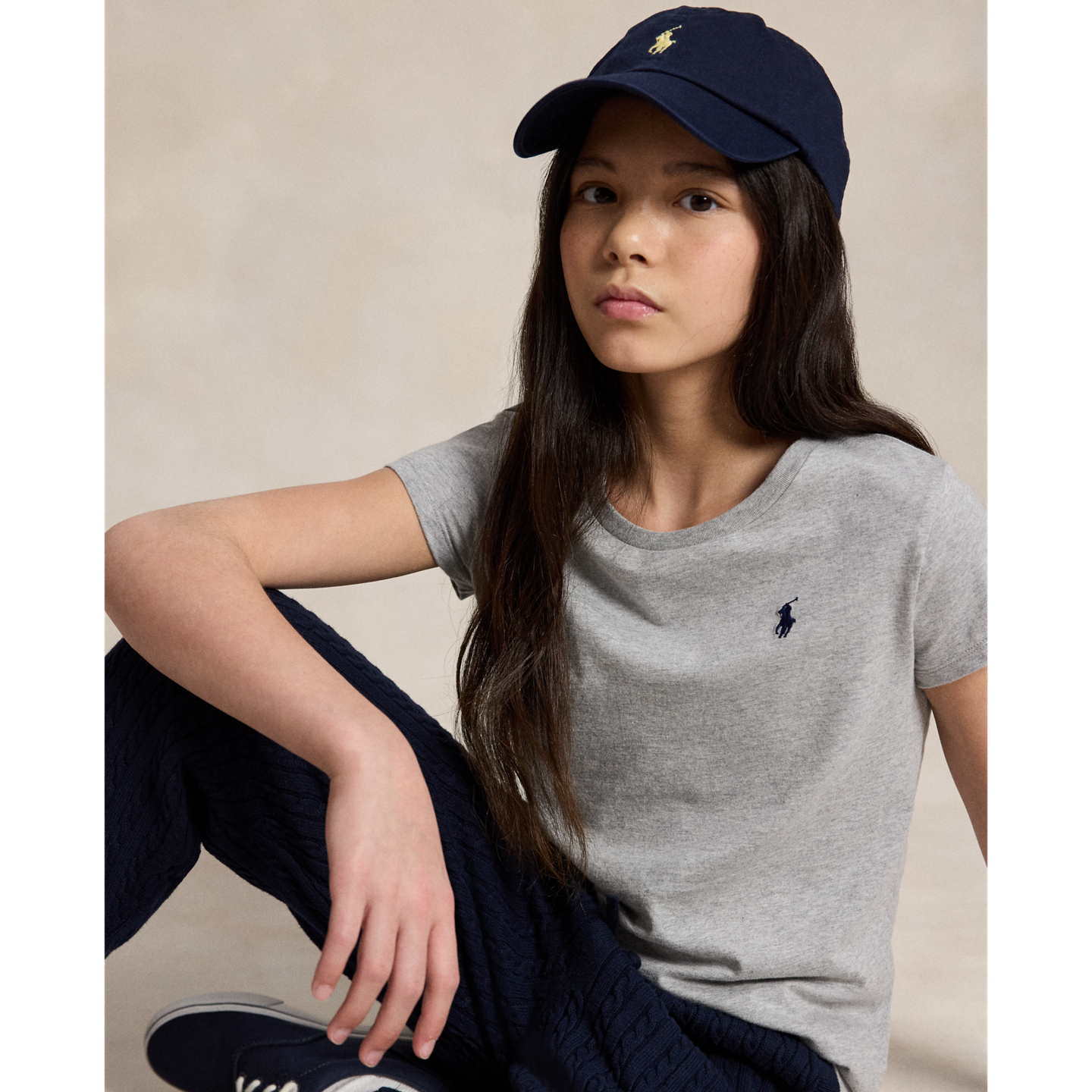 Детская футболка Ralph Lauren Cotton Jersey, цвет: Меланжевый — фото 3