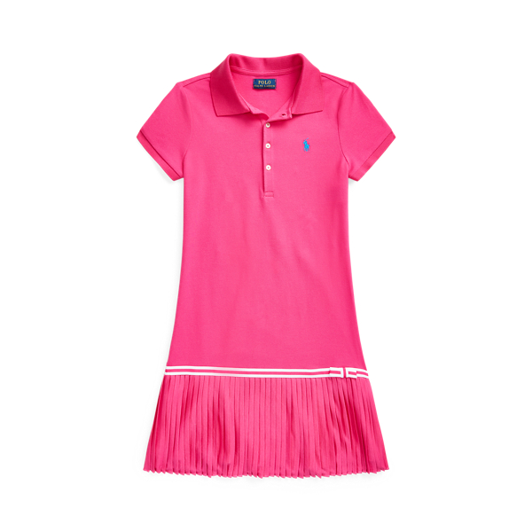 Pleated Mesh Polo Dress
