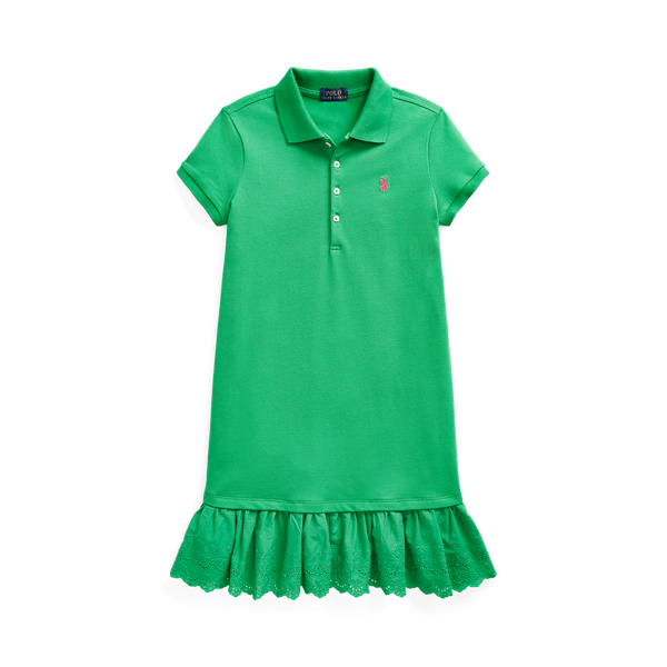 Eyelet Stretch Mesh Polo Dress