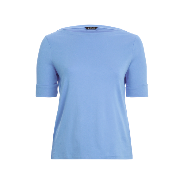 Stretch Cotton Boatneck T-Shirt Lauren Woman 1