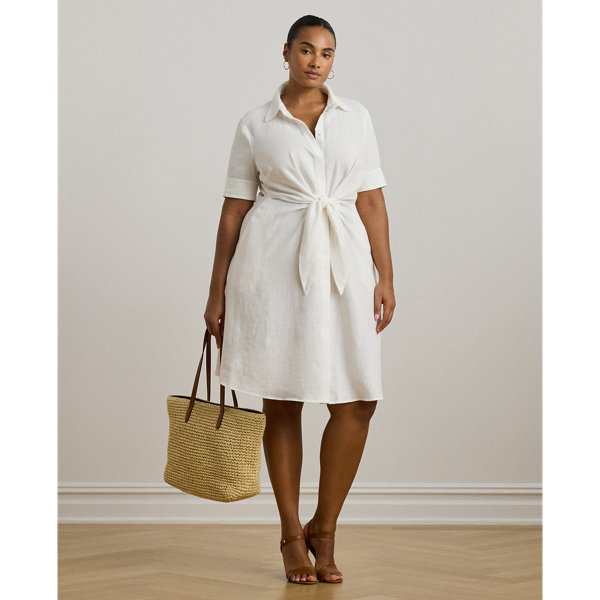 Tie-Front Linen Shirtdress