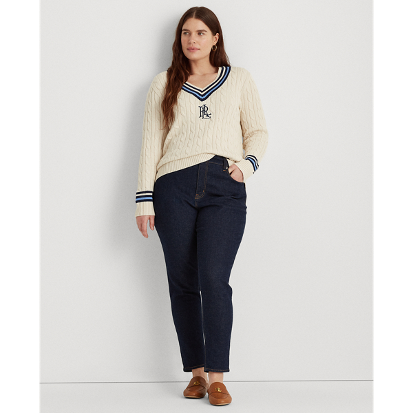 Cream/Navy Logo Cricket Jumper Lauren Woman 4