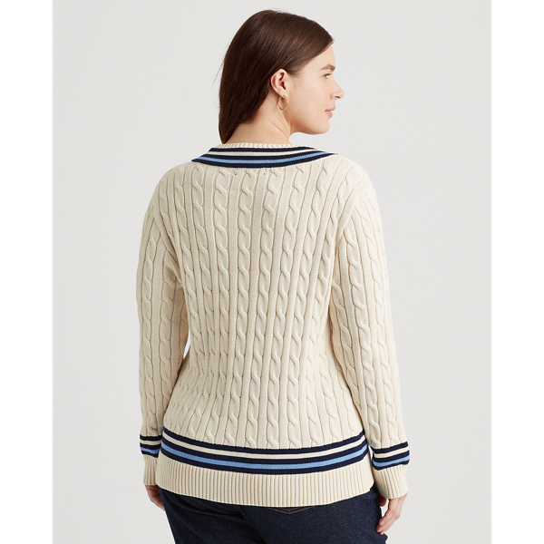Cream/Navy Logo Cricket Jumper Lauren Woman 5