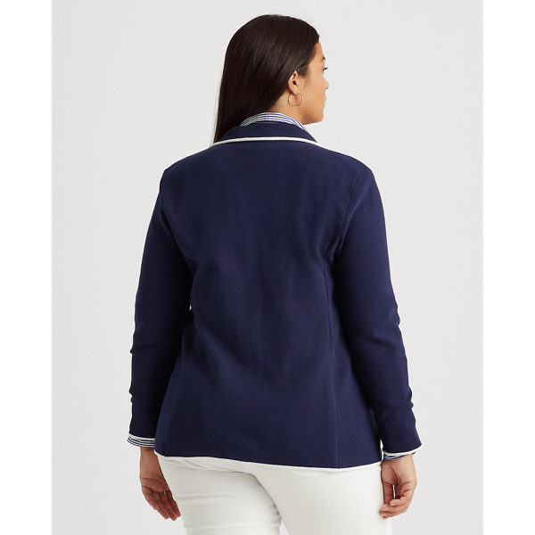 Refined Navy/White Bullion Combed Cotton Blazer Lauren Woman 5