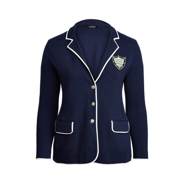 Refined Navy/White Bullion Combed Cotton Blazer Lauren Woman 2