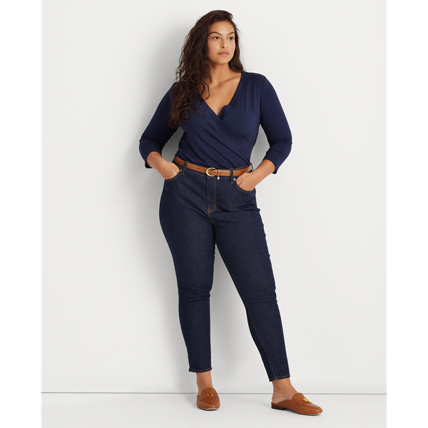 French Navy Surplice Jersey Top Lauren Woman 4