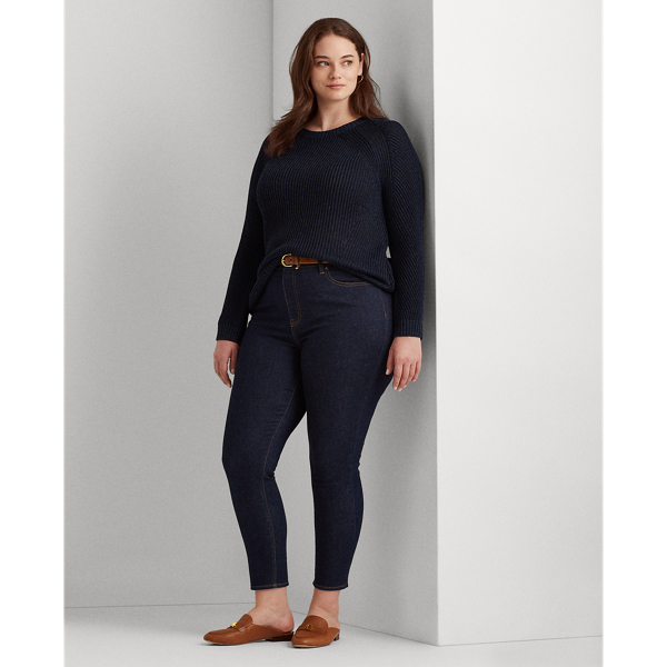 Refined Navy Linen-Blend Crewneck Sweater Lauren Woman 4