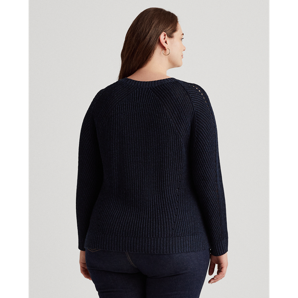 Refined Navy Linen-Blend Crewneck Sweater Lauren Woman 5