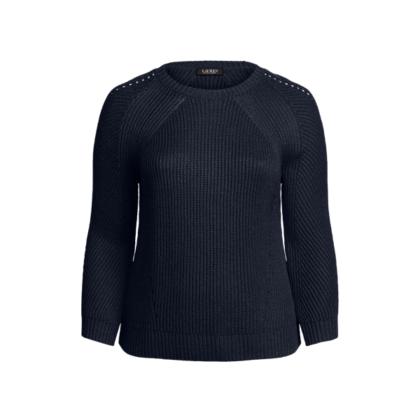 Refined Navy Linen-Blend Crewneck Sweater Lauren Woman 2