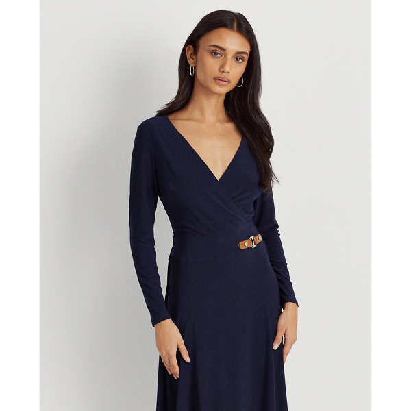 Lighthouse Navy Buckle-Trim Jersey Dress Lauren 4