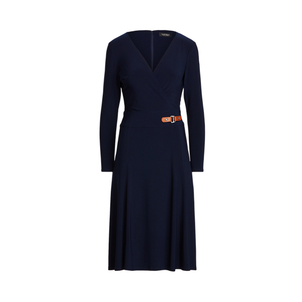 Buckle-Trim Jersey Dress Lauren em 1